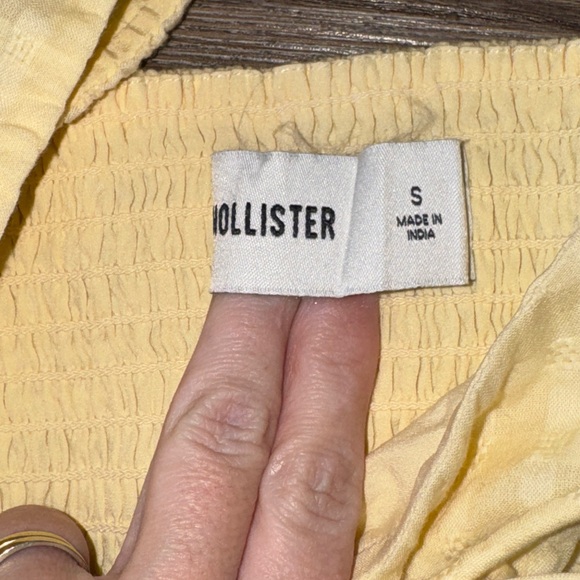 Hollister Yellow Puff Sleeve Peplum Top Small Smocked Cottagecore - Picture 3 of 7